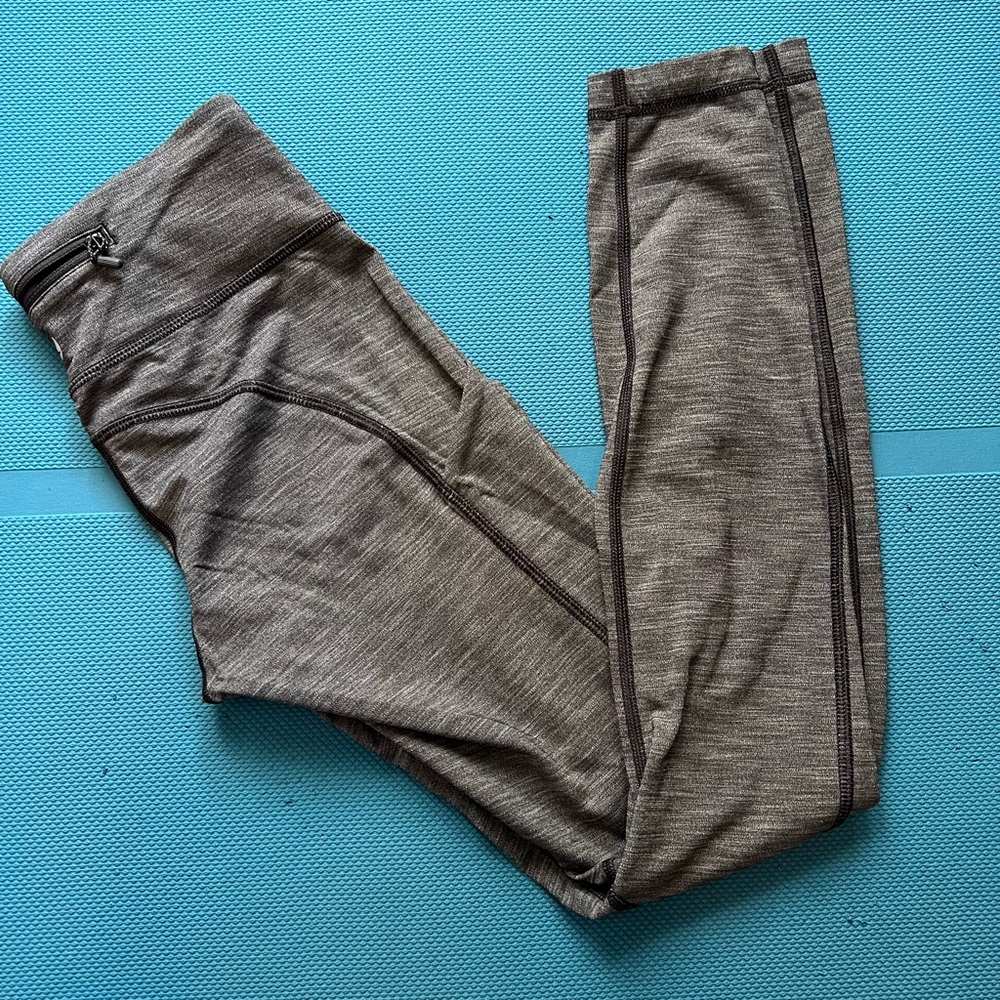 Lululemon Speed Up Tights Heathered Black Grey Size 4 Low Rise Running